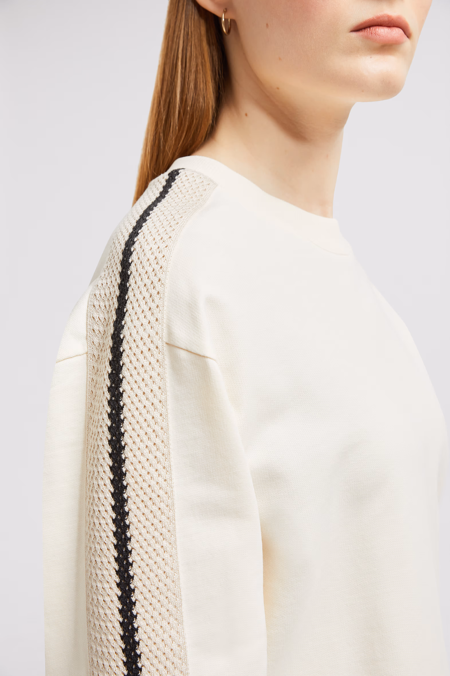 Crochet Accent Cotton Sweatshirt Women White Moncler 6